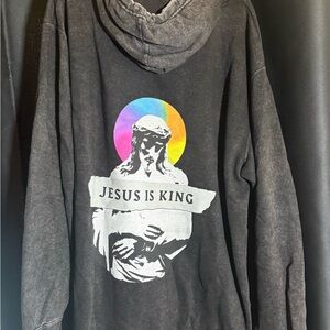 Black Hoodie with Jesus Is King Graphic